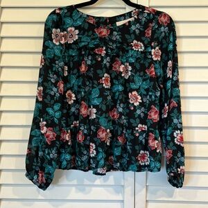 Loft Long Sleeved Floral Blouse